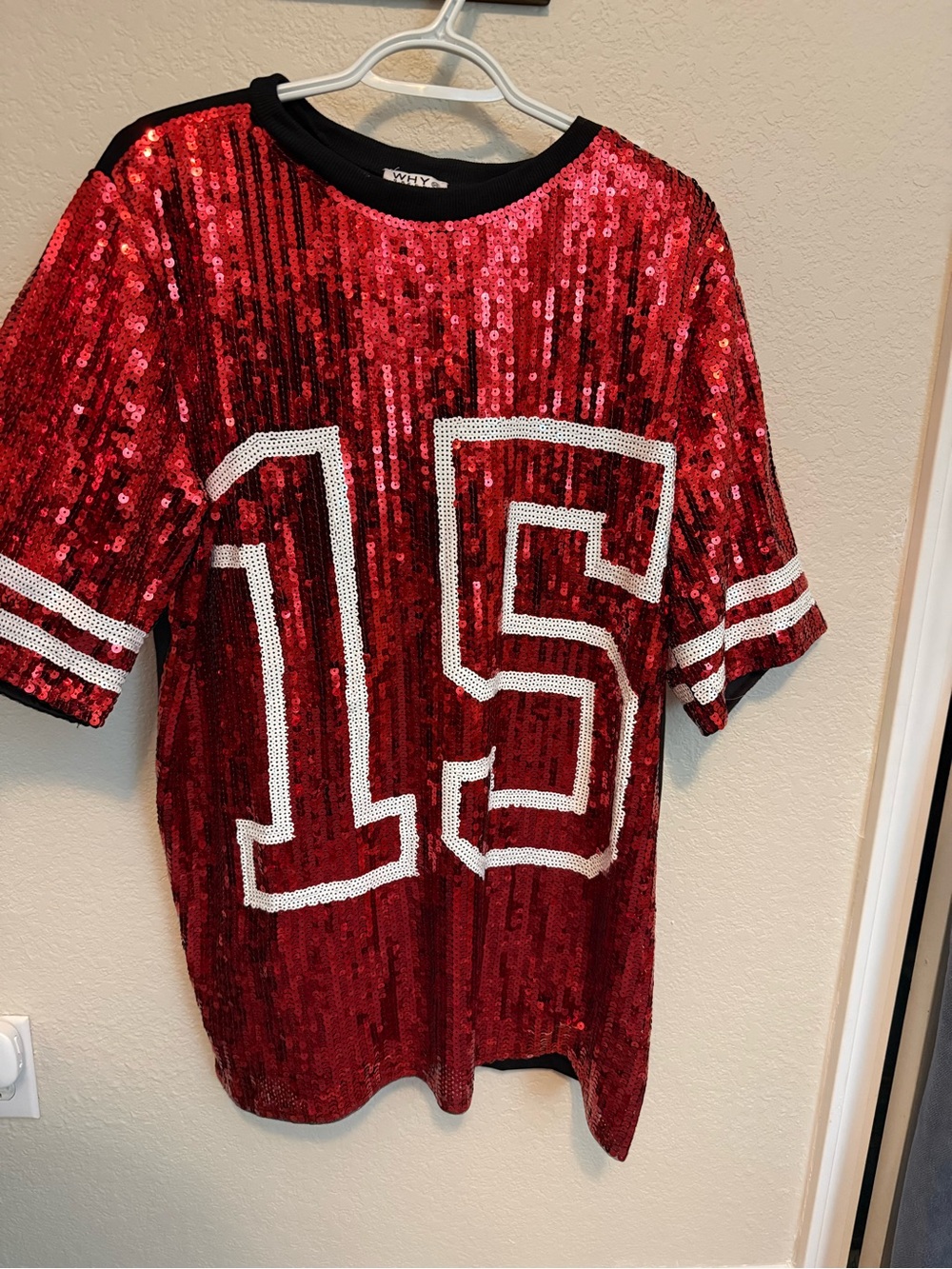Sequin Football Tee Dress in Red